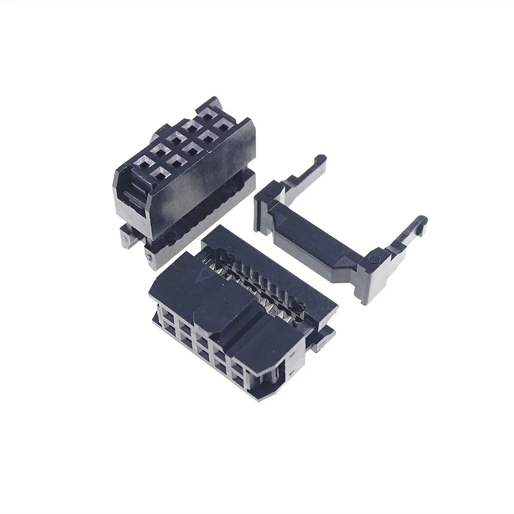 

100 Pcs 0.100" 2.54MM 10 Pin Dual Row IDC Connector 2 Rows 10 Position Rectangular Female Socket Receptacle Ribbon Cable FC-10P