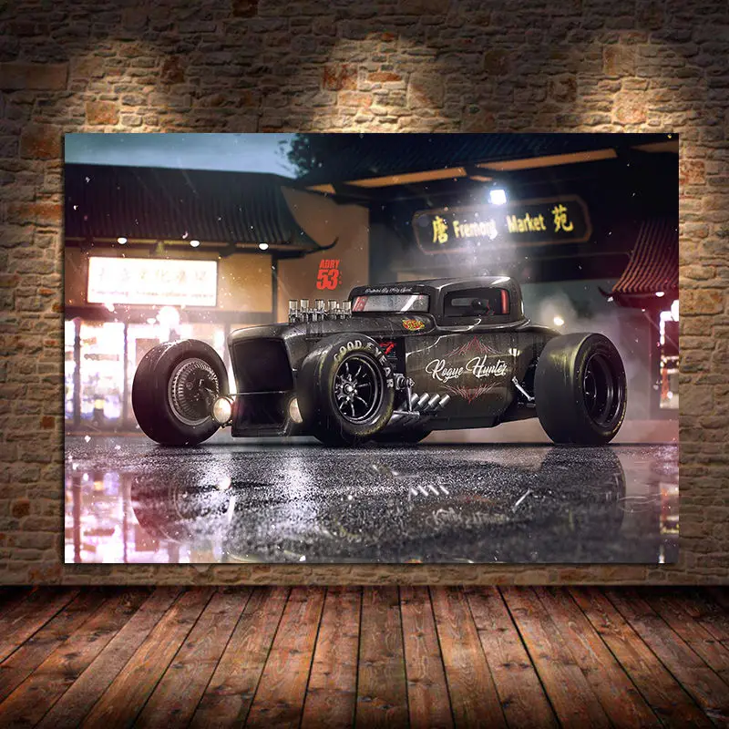 Modern Wall Art Picture Canvas Painting Rogue Hunter Hot Rod Tuning Car vintage Sport Car Posters and Prints for Home Room Decor