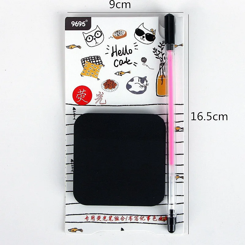 Black Pape Sticky Notes with Fluorescent Pen Self-Adhesive Memo Pad 50 Sheet Planner Stickers Notepads Office School Supplies