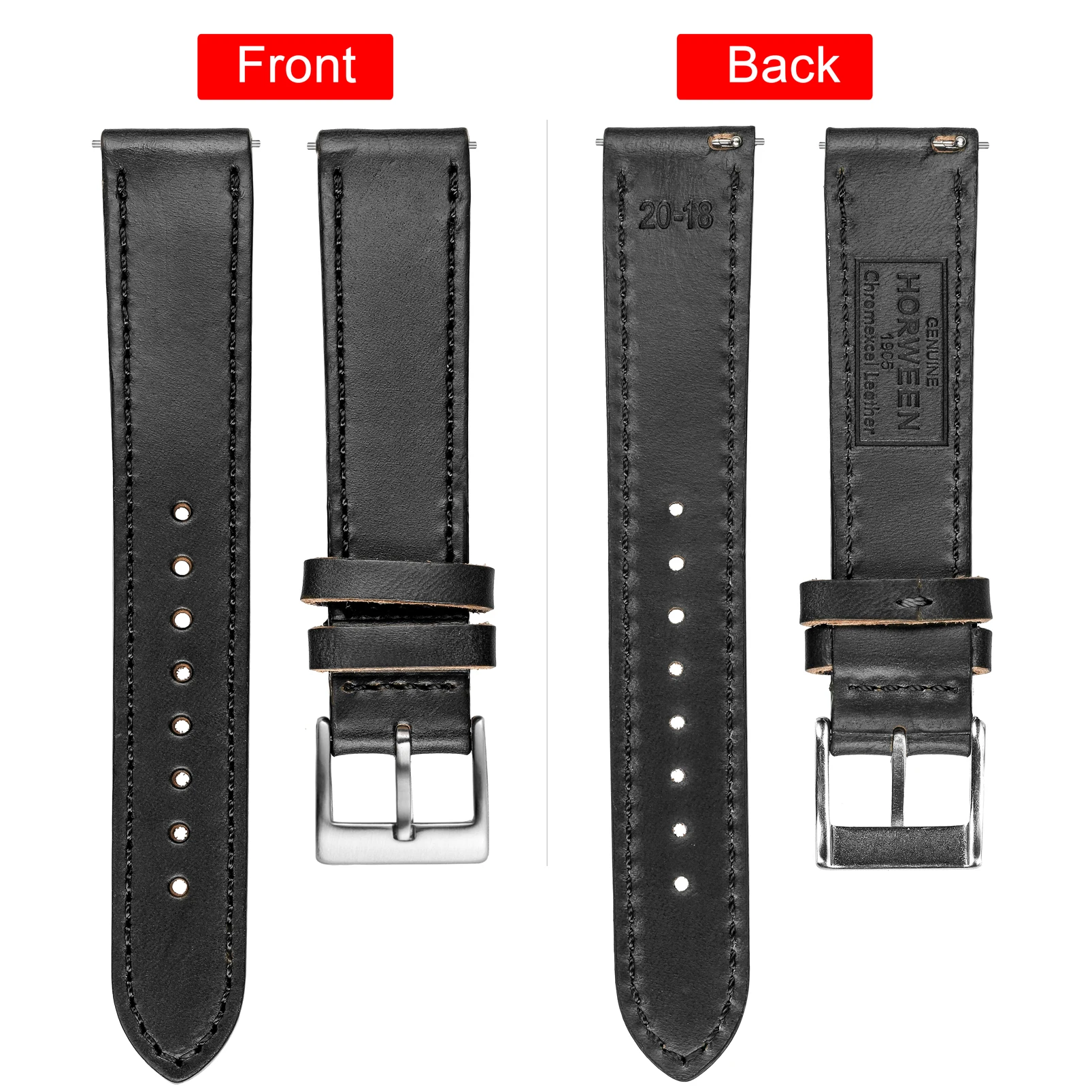 HEMSUT Horween Genuine Leather Strap For Men Soft Vintage Replacement Handmade Leather Watch Bands 18mm 20mm 22mm