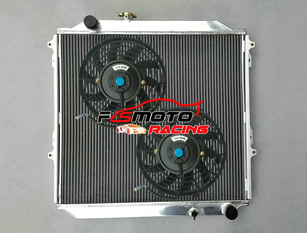 Aluminum Radiator + Fans For Toyota Land Cruiser Prado KZJ90/KZJ95/KDJ90/KDJ95 & Hilux Surf KDN185 4Runner KZN185 3.0 TD 96-02