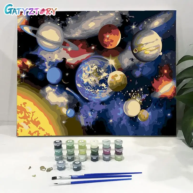 GATYZTORY Painting By Numbers Earth Space Acrylic Paint Number Painting For Home Decor ON Canvas Painting For Wall Art 40x50CM