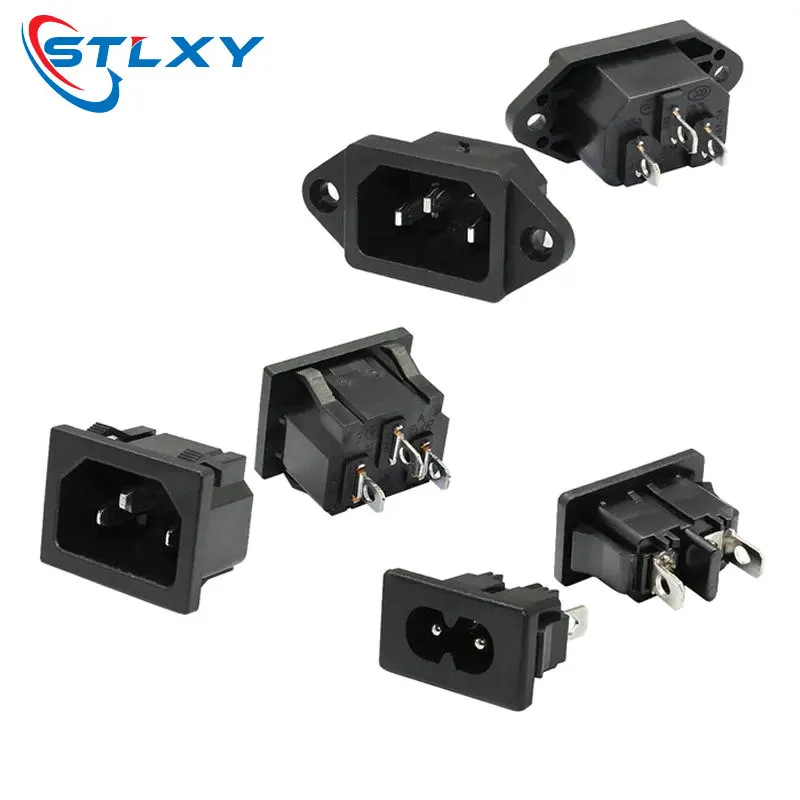 inlet plug connector AC Power Socket 250V red lamp rocker Switch 10A fuse female rewirable power connector plug