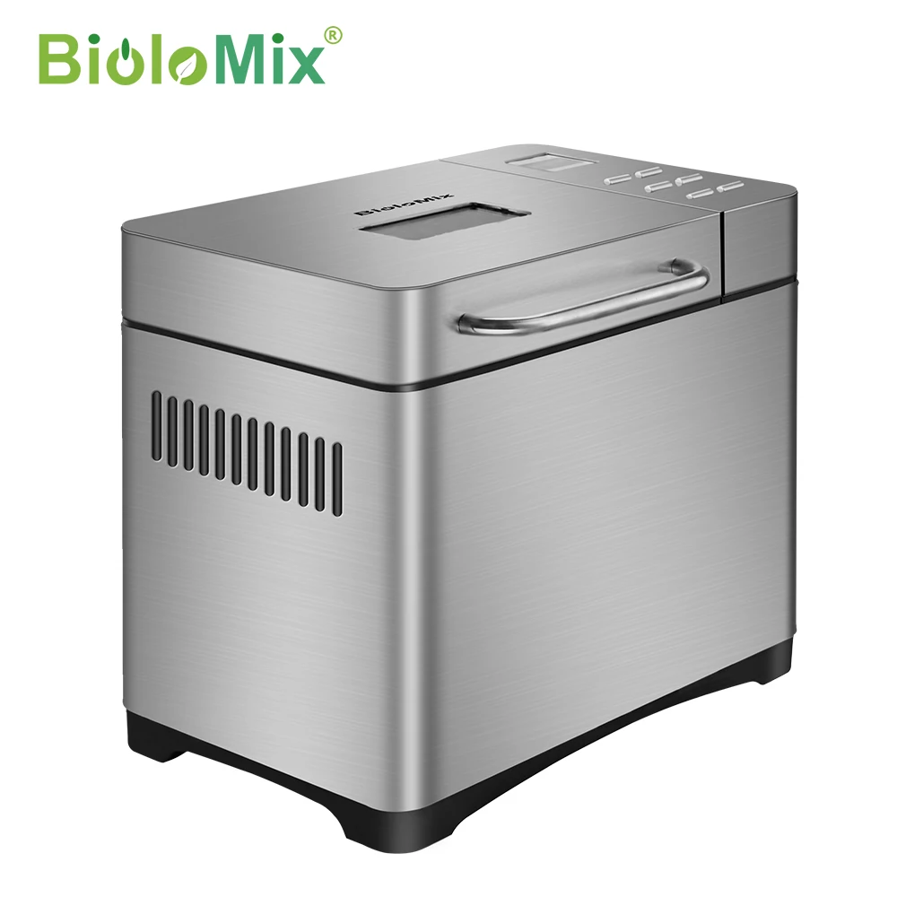 BioloMix Brot Maker 19-in-1 Edelstahl Automatische Brot Maschine mit 3 Loaf Größen Obst Mutter Dispenser