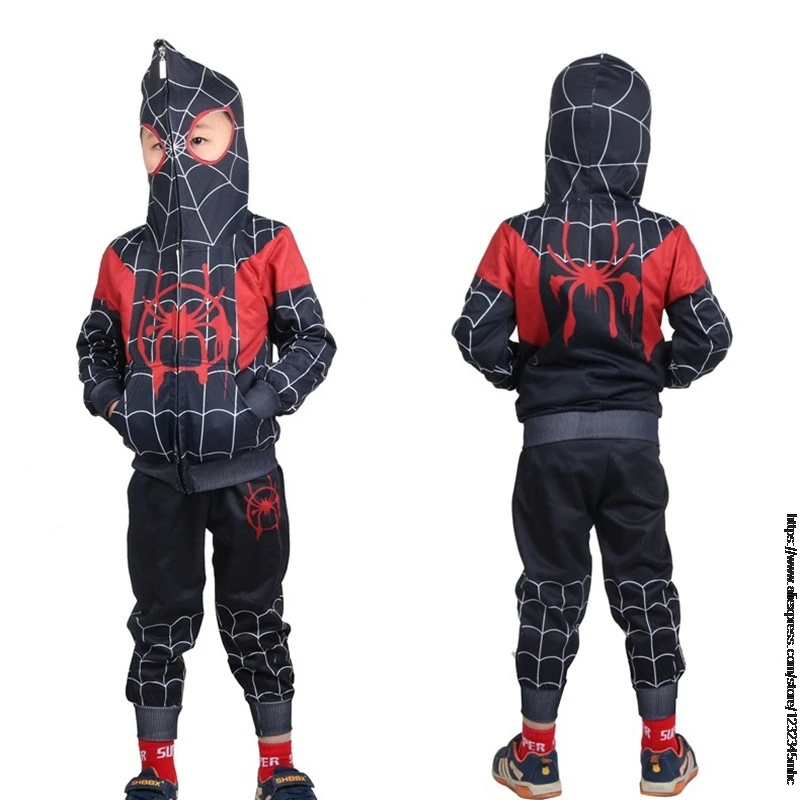 Disney SpiderMan hooded children\'s Thicken boys long-sleeved t shirt girls sweatshirt christmas shirts boys Child Clothing Sets