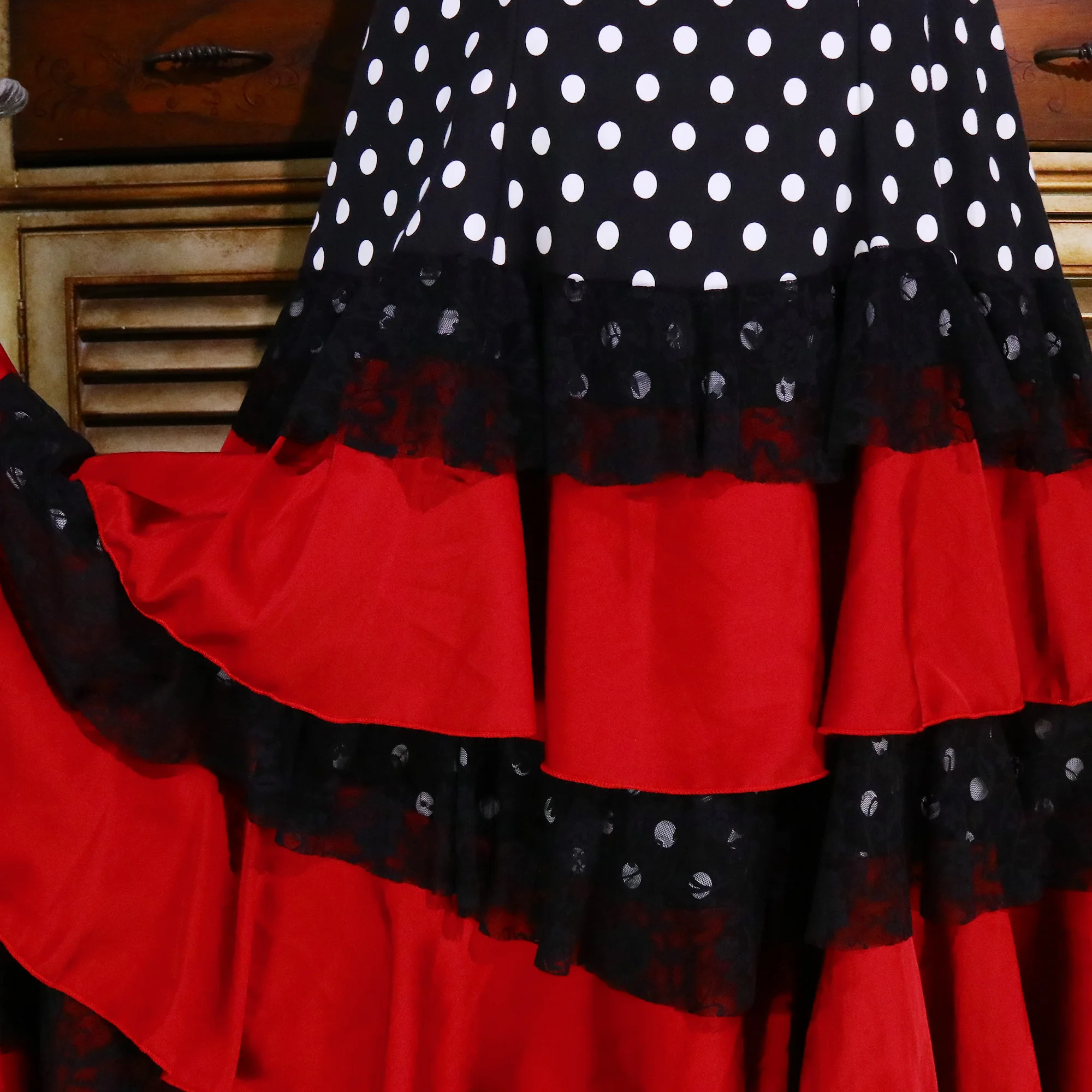 Traditional Spanish Flamenco Dance  Dress For Girls Classic Flamengo Gypsy Style Skirt Bullfight Festival Ballroom DTT28