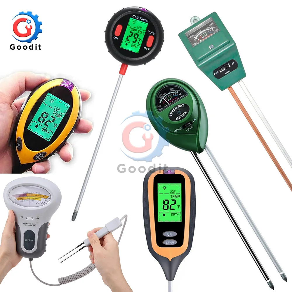 

3 4 5 in 1 CL2 Soil Ph Meter Soil Tester PH Moisture Meter Temperature Sunlight Intensity Measurement Analysis Acidity Alkali