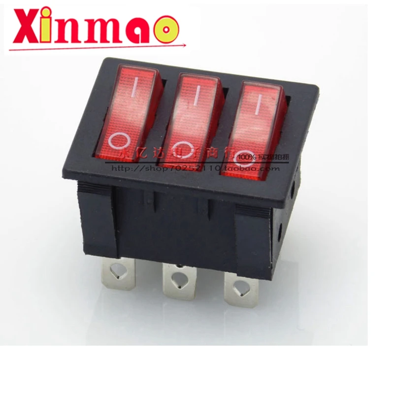 KCD3 34*40 Big Rocker Switches With Red Ligh Three-Way Switch 9 Pin 2 Position multi-knife single-throw 16A/30A 250V AC ON-OFF