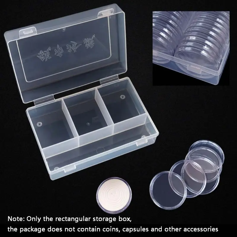 Clear Plastic Storage Box Display Collection Case Protector Organizer for 48pcs 40mm / 45pcs 46mm Direct Fit Coin Capsule Holder