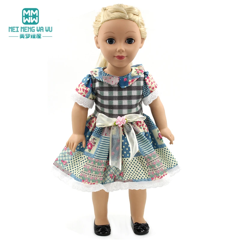 

Clothes for doll fits 43-45cm Toys New Born Doll and American Doll Fashion plaid print skirt