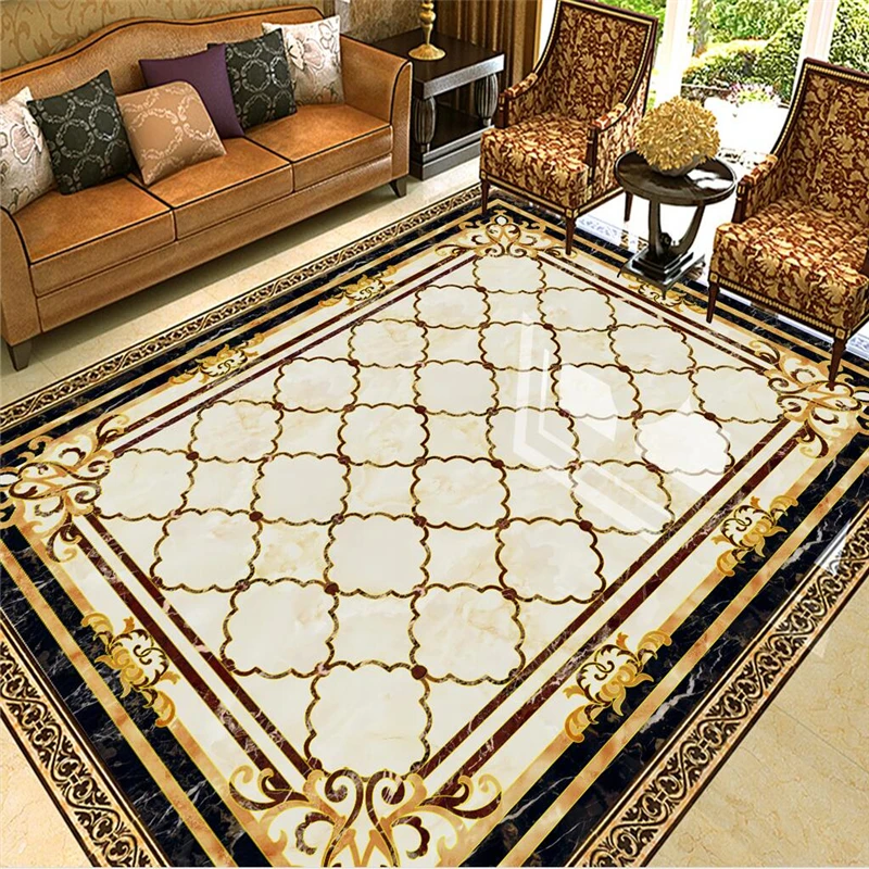 

wellyu Custom large-scale mural 3D wallpaper thickened wear-resistant mural European marble tile parquet floor 3d flooring