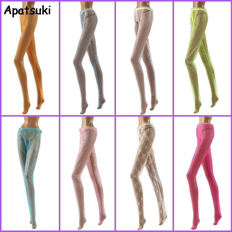 Image of Bunte 1/6 Mode Puppe Zubehör Strumpfhosen Für Barbie Puppe Kleidung Mesh Stocking Spitze Böden Hosen Hosen Legging