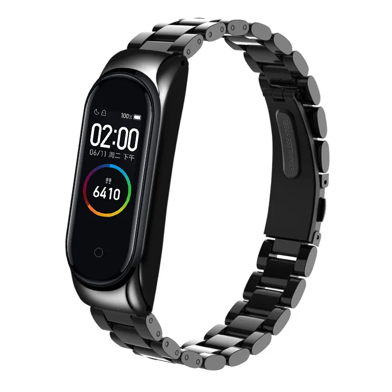 Correa de reloj inteligente dorada para Xiaomi Mi Band 6 5 4 3 correas de reloj de acero inoxidable pulseras para Miband 6 Correa Pulseira ajustable