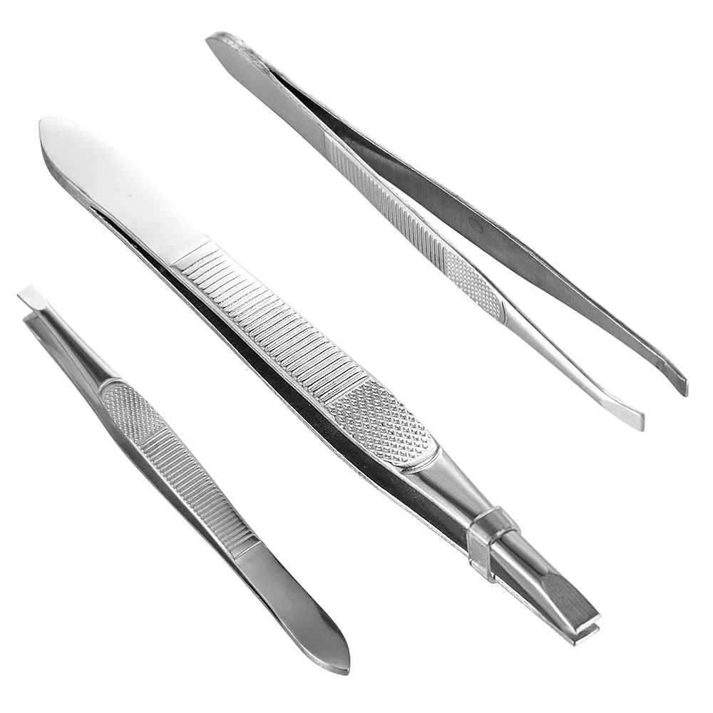 1PC Eyebrow Tweezer Hair Flat Tip Puller Stainless Steel Eye Brow Clips Effective Eyelash Extension Removal Beauty Makeup Tool