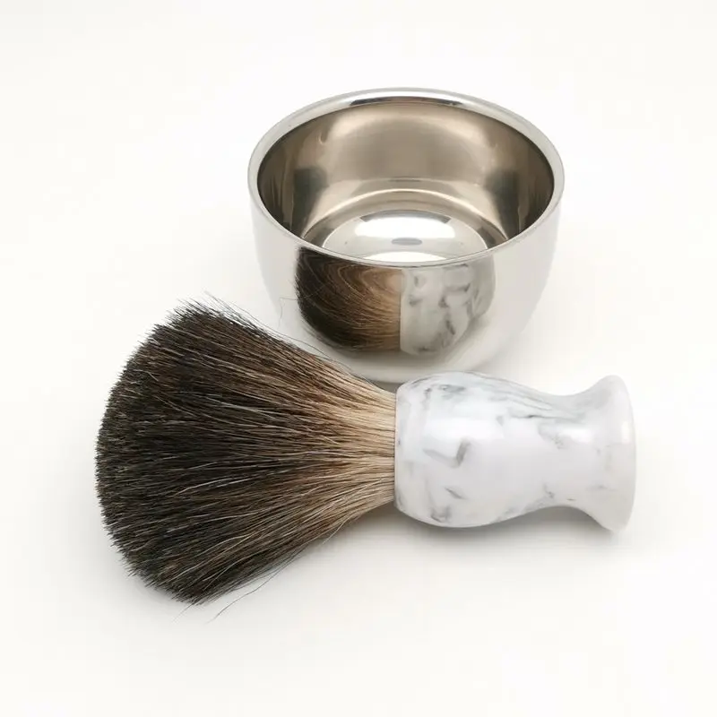 TEYO Black Badger Hair Shaving Brush and Shaving Cup Set Perfect for Man Wet Shave Cream Safety Double Edge razor Beard