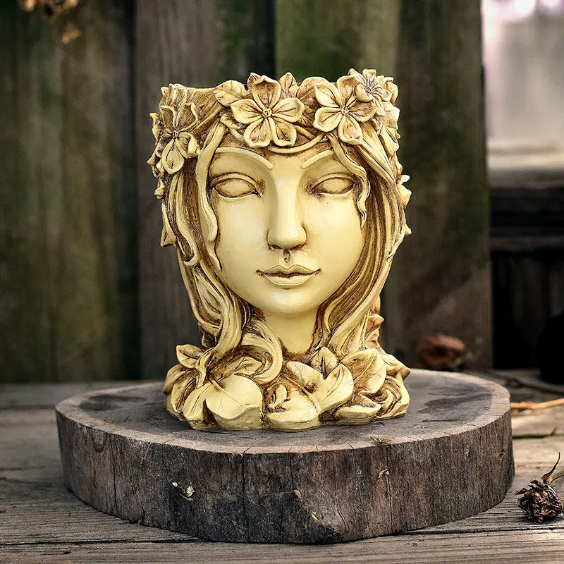 

Nordic Goddess Portrait Succulent Flowerpot Resin Furnishing Courtyard Villa Sculpture Crafts Home Livingroom Ornaments Decor