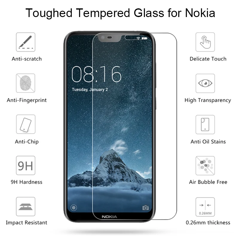 2 Pieces 9H Tempered Glass for Nokia 4 3.1 Plus 2.1 3 2 1 Glass Screen Protector Protective Film for Nokia 4.2 3.2 3.1A 3.1C HD