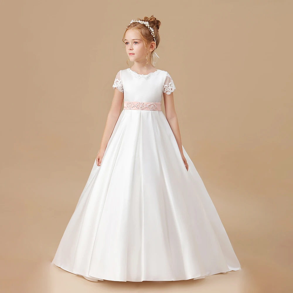 Princesa Flower Girl Dress para crianças, cerimônia de casamento, aniversário, festa à noite, primeira comunhão, concurso de baile, banquete, evento de formatura