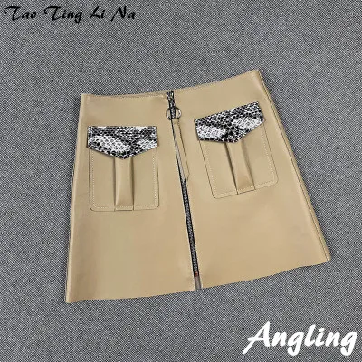 

Top brand Spring 2020 Women Genuine Real Sheep Leather Skirt E20 high quality