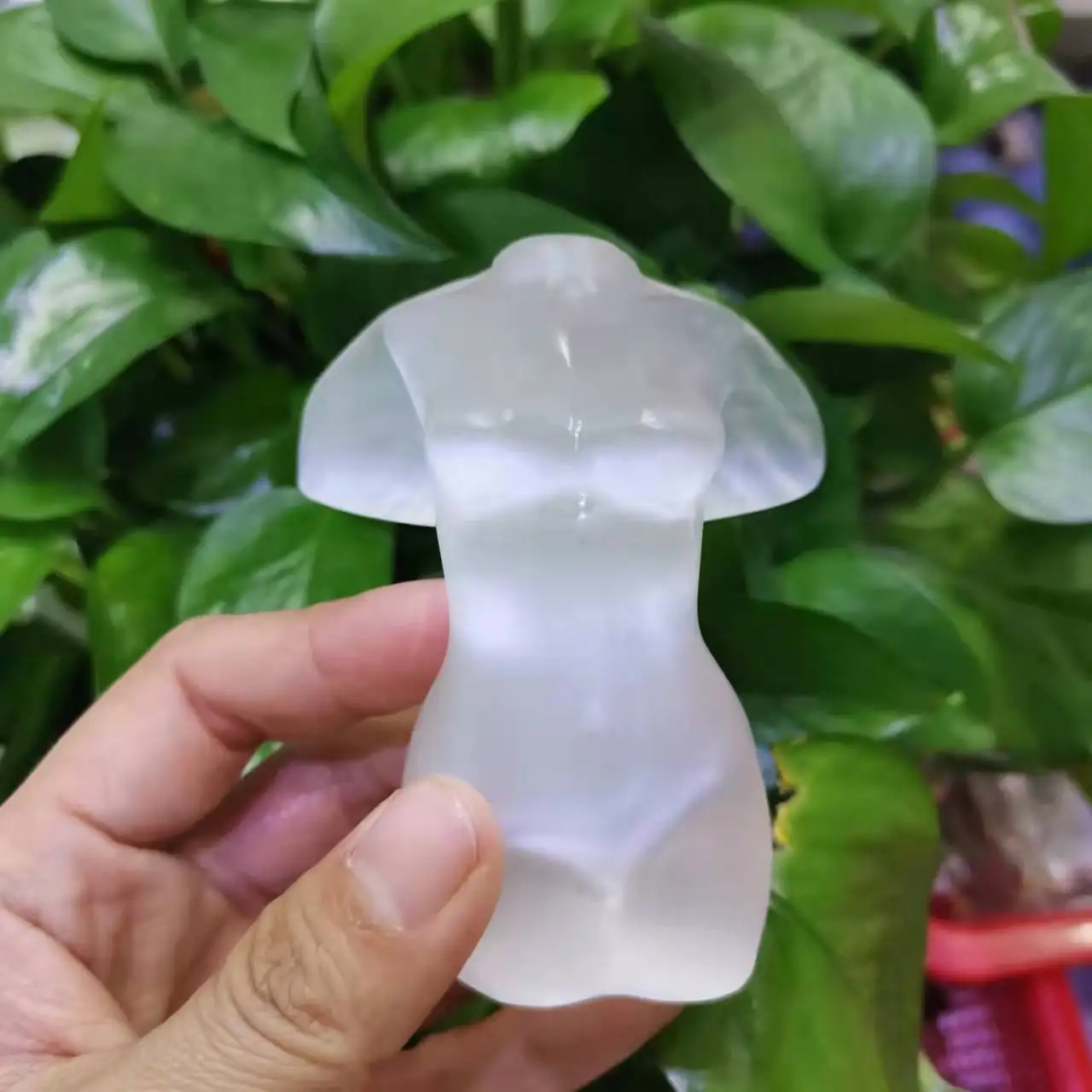 Natural Selenite Carved Pocket Peace Prayer Healing Angel gypsum Angel Healing Statue