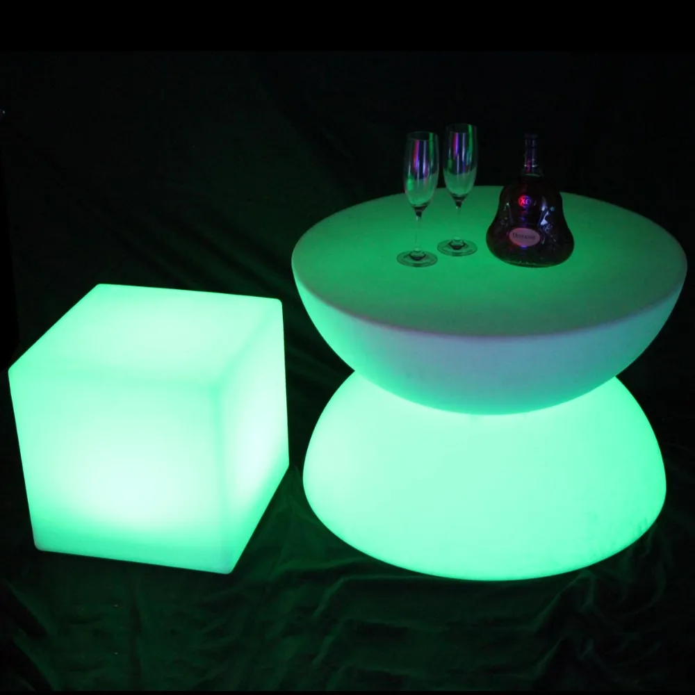 

LED Glowing Table Chair Set Bar Furniture Sets SK-LF16B (D66*H44cm) 1pc+4pcs LED Cube Chair D40cm Free Shipping 1set