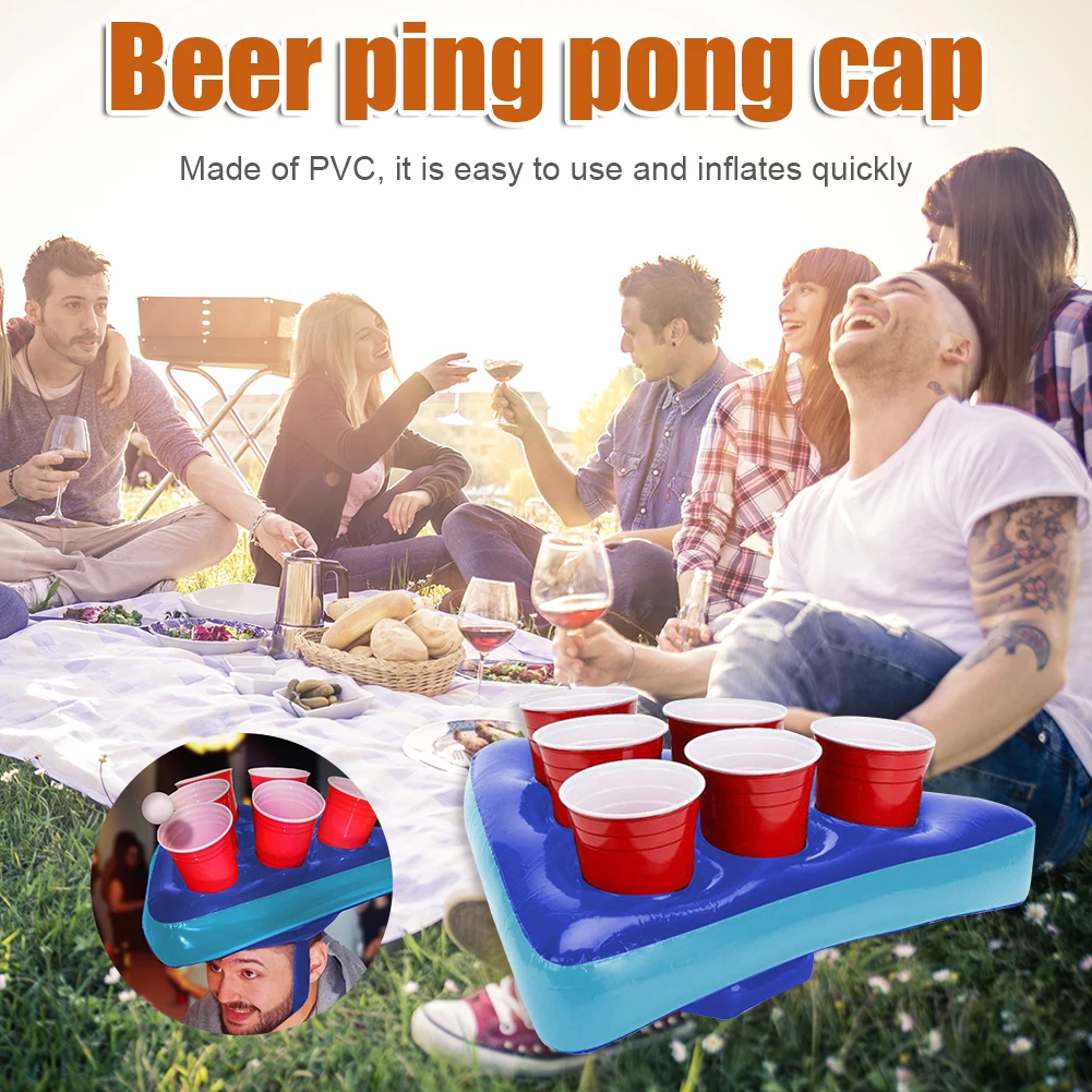 Kids Inflatable Beer Pong Triangle Cap Throwing Interactive Game Prop Toy Hat Rings Toss Game Funny Outdoor Lawn Parties Toys