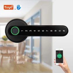 Bluetooth Lock Tuya Smart Home Door Lock Wifi TTLock Fingerprint Password Electric Handle Wooden Door Lock 5050 Cylinder