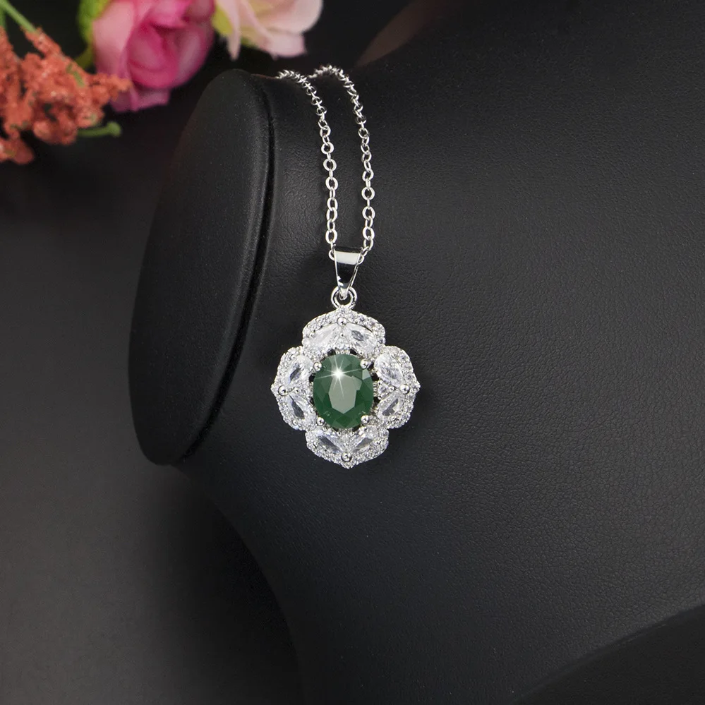 Green Emerald Silver 925 Jewelry Sets For Women Earrings Pendants Ring Free shipping