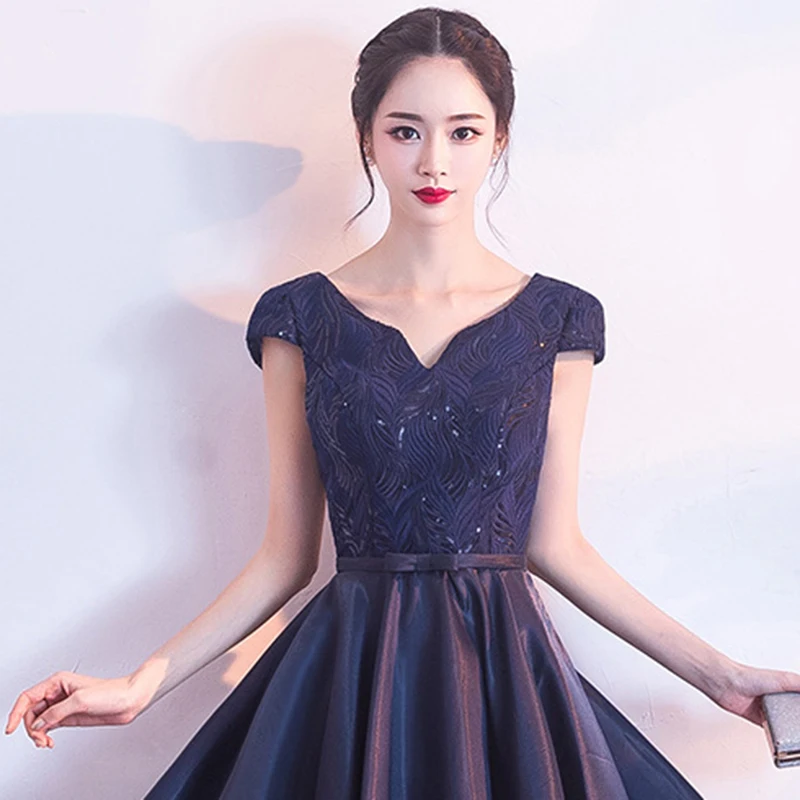 New V-Neck Princess Bridesmaid Dresses DongCMY Elegant Party Bride Junior Navy Blue Plus Size For Wedding Occasions