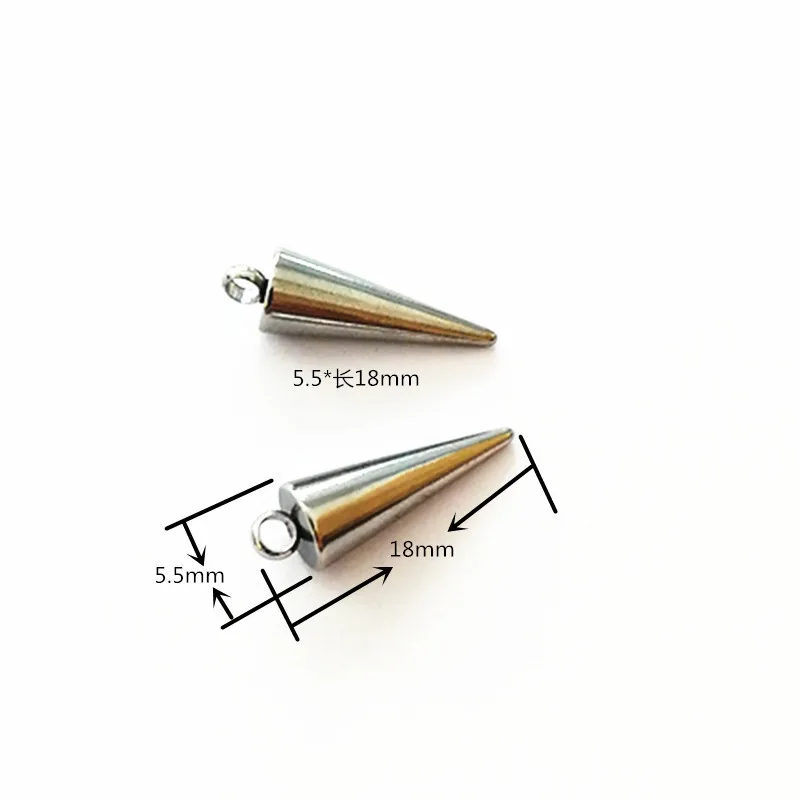 20pcs/lot Stainless steel Hypoallergenic Cone Shape Solid Charm 3 x6 6x9mm 7x13mm 5.5x18mm for DIY Necklace Jewelry Making Craft