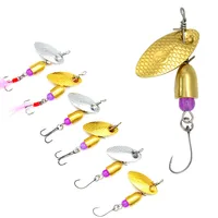 Compound Bait Spinner Fishing Lure Rotation Spoons Metal Artificial Lures 3g/5g Single Treble Feather Hooks Lot 2 Pieces Sale
