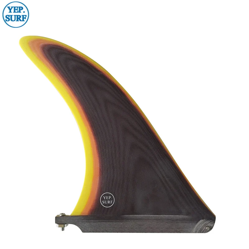 2021 News Brown color Surf longboard fin 9 inch Barbatana Surf 9 inch Fin Fibreglass in Surfing single Fin stand up paddle