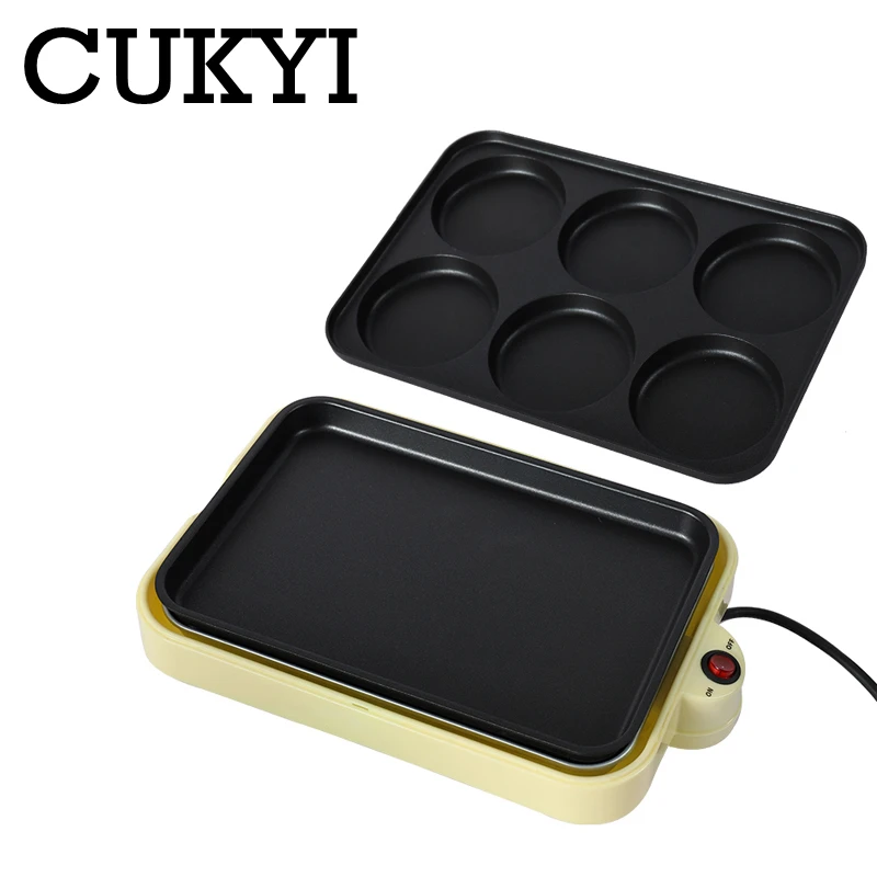 CUKYI elektryczne jajko pieczone hamburger maszyna ciasto z czerwonej fasoli ciasto naleśnikarka naleśnik pieczenia grill omlet patelnia non-stick