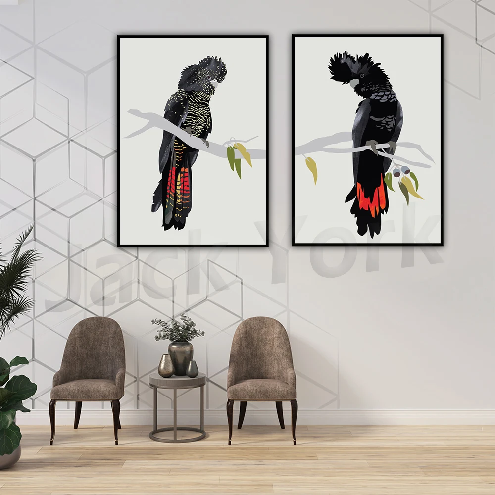 

Black Cockatoos Prints, Red-tailed Black Cockatoos Downloads, Printable Black Cockatoos Wall Art, Australian Bird Prints,