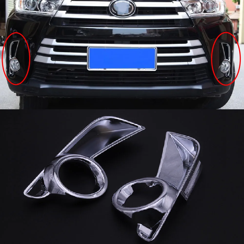 

1Pc Front Head Fog Light Frame Rear Foglamp Trim Limited Sticker Instrument/Door Handle Cover For Toyota Highlander 2015-2021