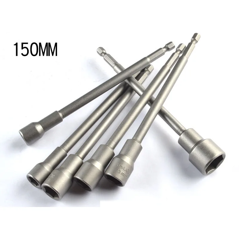 16 Cái 150 Mm Dài 6.35 Mm 1/4 'Chuôi Lục Giác Điện Hạt Lái Xe Bộ Tuýp Lục Giác Thuật Điện Ổ Cắm dụng Cụ Cầm Tay 5 Mm-19 Mm