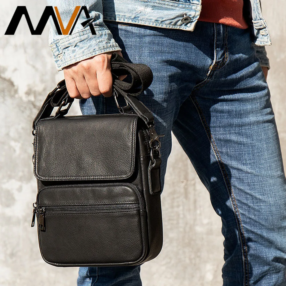 MVA Men Messenger Bag Shoulder Handbag For Man Leather Bags Male Fashion Men Bags Crossbody 7.9\