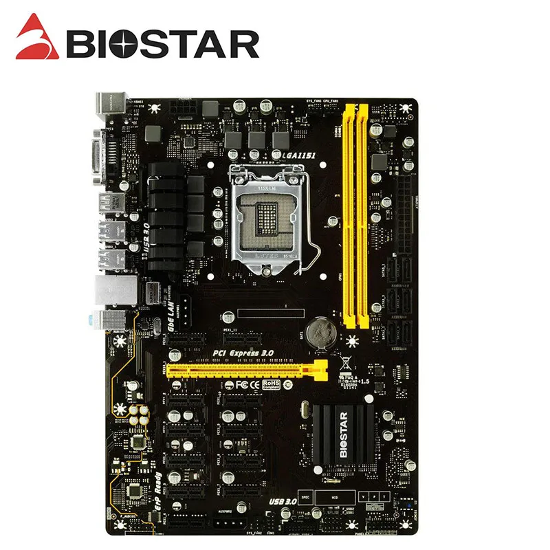 Imagem -03 - Placa-mãe de Mineração para Biostar Tb250-btc Pro 12pcie Can 12 Placa de Vídeo Btc Eth Zec Etc Xmr Tb250 Ddr4 Lga1151