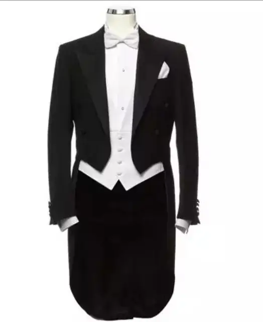 Męski frak Cloudstyle 2023, elegancki garnitur męski, dopasowany krój, garnitur 3-częściowy, marynarka, garnitur ślubny, męski frak z trenem.
