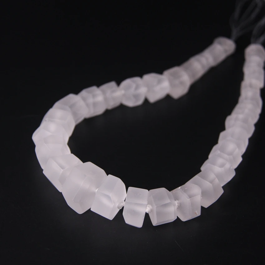 

15.5"/strand Frosted White Crystal Nugget Graduated Necklace Beads,Matte Quartz Roug Natural Stone Slab Pendant Jewelry Making