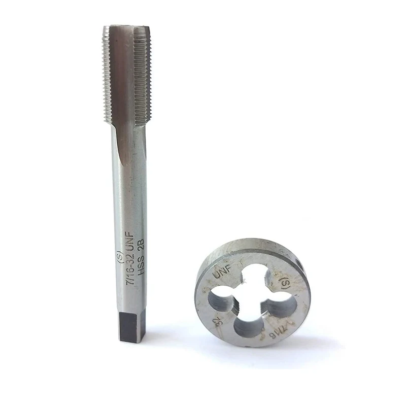 7/16-32 HSS Tap And Die Set, 4 Flutes Right Hand Thread Tap And Round Thread Die
