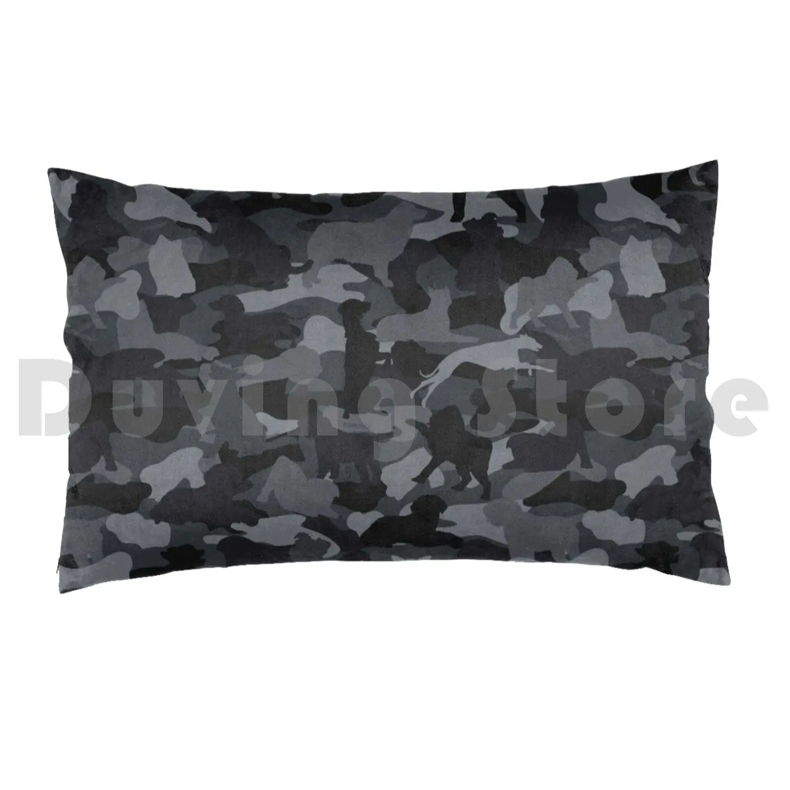 Classic Black Dog & Bone Camo Print Pillow case 1615 Dog Camo Camouflage Pet Furry Birthday