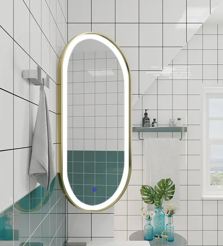 The corner mirror can be hung on the wall by rotating the corner mirror in the bathroom diagonally