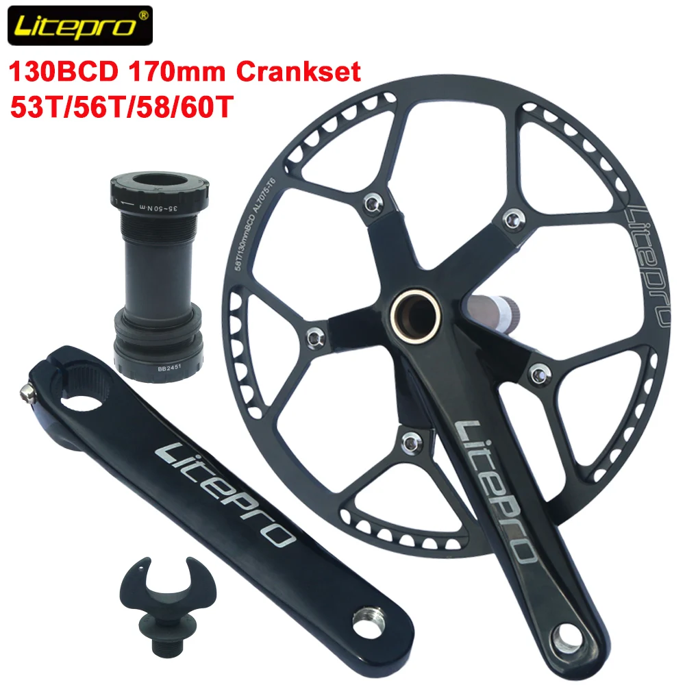 Litepro 130BCD Road Bike Crankset Foldable Bicycle Crank set Hollow Integrally 170mm Bike Crank parts With BB Bottom Bracket