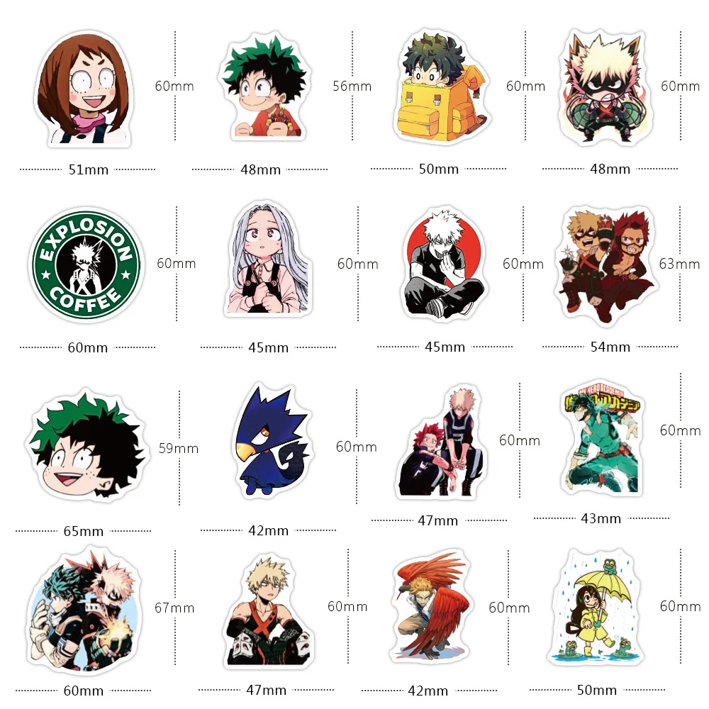 10/30/50PCS New My Hero Academy Anime Graffiti Sticker Car Trolley Case Notebook Waterproof Sticker Wholesale