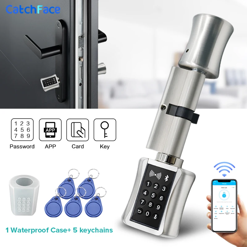 ttlock a prova dagua cilindro bluetooh fechadura inteligente controle remoto fechadura eletronica sem chave aplicativo wi fi codigo digital cartao rfid 01