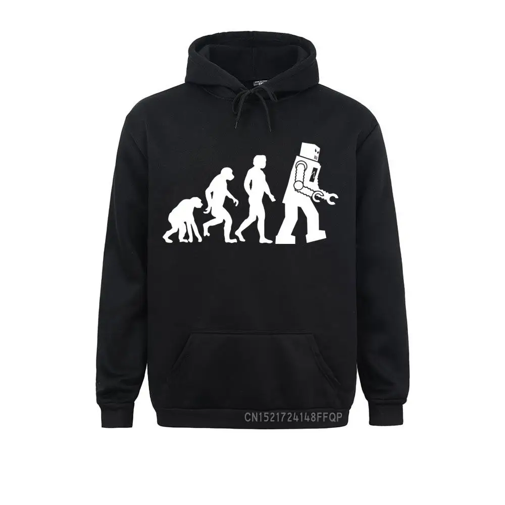 Men's Robot Evolution Pullover Machine Geek Hoodies Pocket Male Coats Graphic Designer Sweatshirt Punk Style