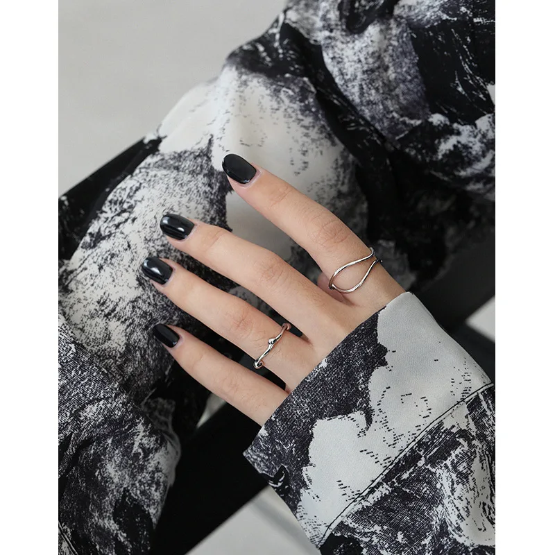 SHANICE S925 فضة حلقة مفتوحة ins الحد الأدنى طبقة مزدوجة خط المتشابكة الإناث افتتاح خواتم السيدات غرامة مجوهرات #4