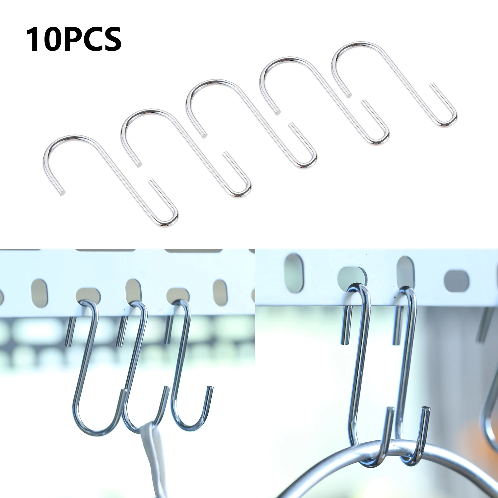 

10PCS Heavy Duty Black S Shaped Hooks Kitchen Bathroom Bedroom S Type Hooks For Hanging Pans Pots Bag Towels Storage Holder