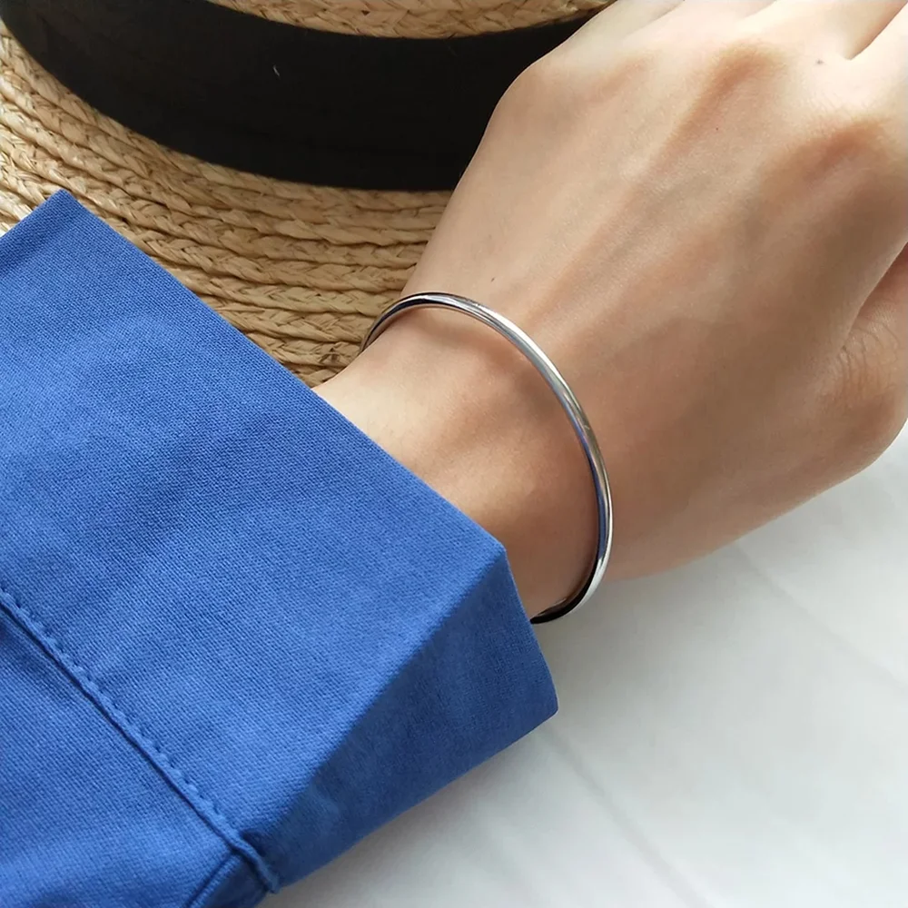 ELAN Brazaletes abiertos simples geométricos para mujer, joyería elegante y suave a la moda